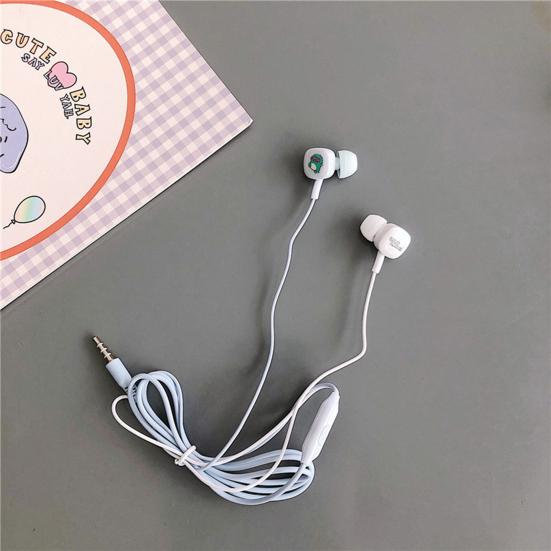 Universal Cute Cartoon Earbuds Bass In-Ear Wired Mic Earphone with Storage Box