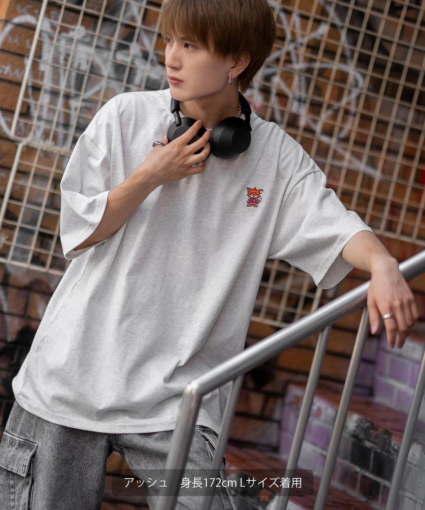 IMPROMES Casual SIDEWAYSTANCE Embroidered Downer Fox Short Sleeve T-Shirt, Men's, Ash