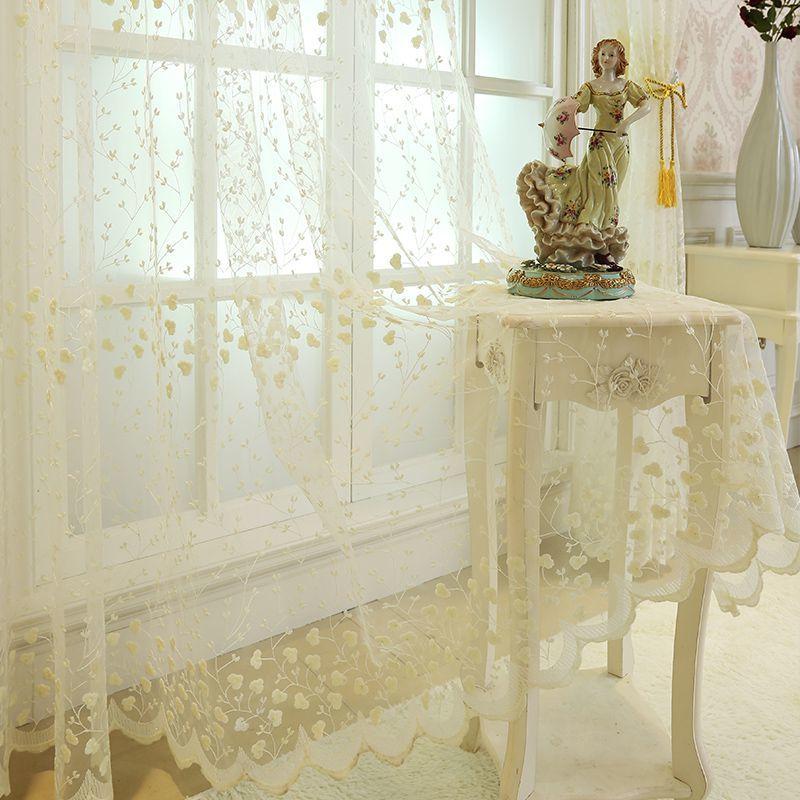 Curtain Gauze Curtain Living Room Balcony Bedroom Partition Embroidery Window Screen White Embroidery Yarn