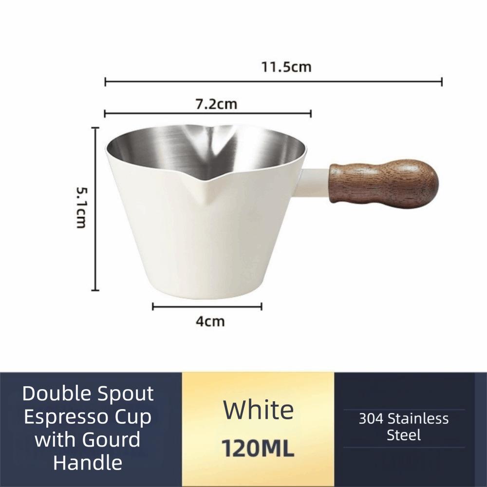 Stainless Steel Espresso Measuring Cup 120ml Unbreakable Small Extraction Cup Walnut Handle with Scale Measuring Dosing Cup