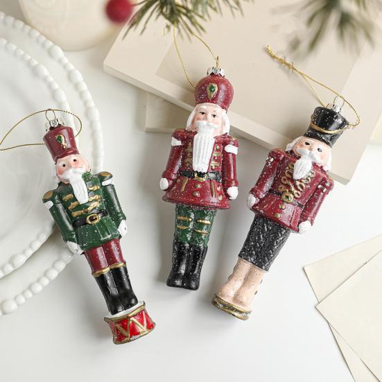 Nutcracker Puppet Pendant Christmas Decoration Soldier Wooden Hanging Ornaments Xmas Tree Figure Toy Fireplace Entrance Decor