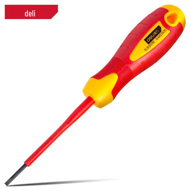 Изолированная шлицевая отвертка Deli 2.5x75mm