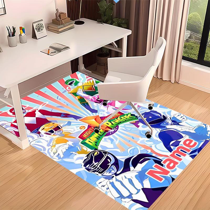 Custom Personalization Mighty Morphin Power Rangers Print Area Rug - Soft, Washable Non-Slip Indoor Mat,Living Room,Home&Office Decorative Rug