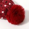 New Winter Fur Ball Hat for Women Versatile Polka Dot Knitted Pullover Wool Hat with Velvet Ear Protection  Windproof and Warm Hat  Trendy