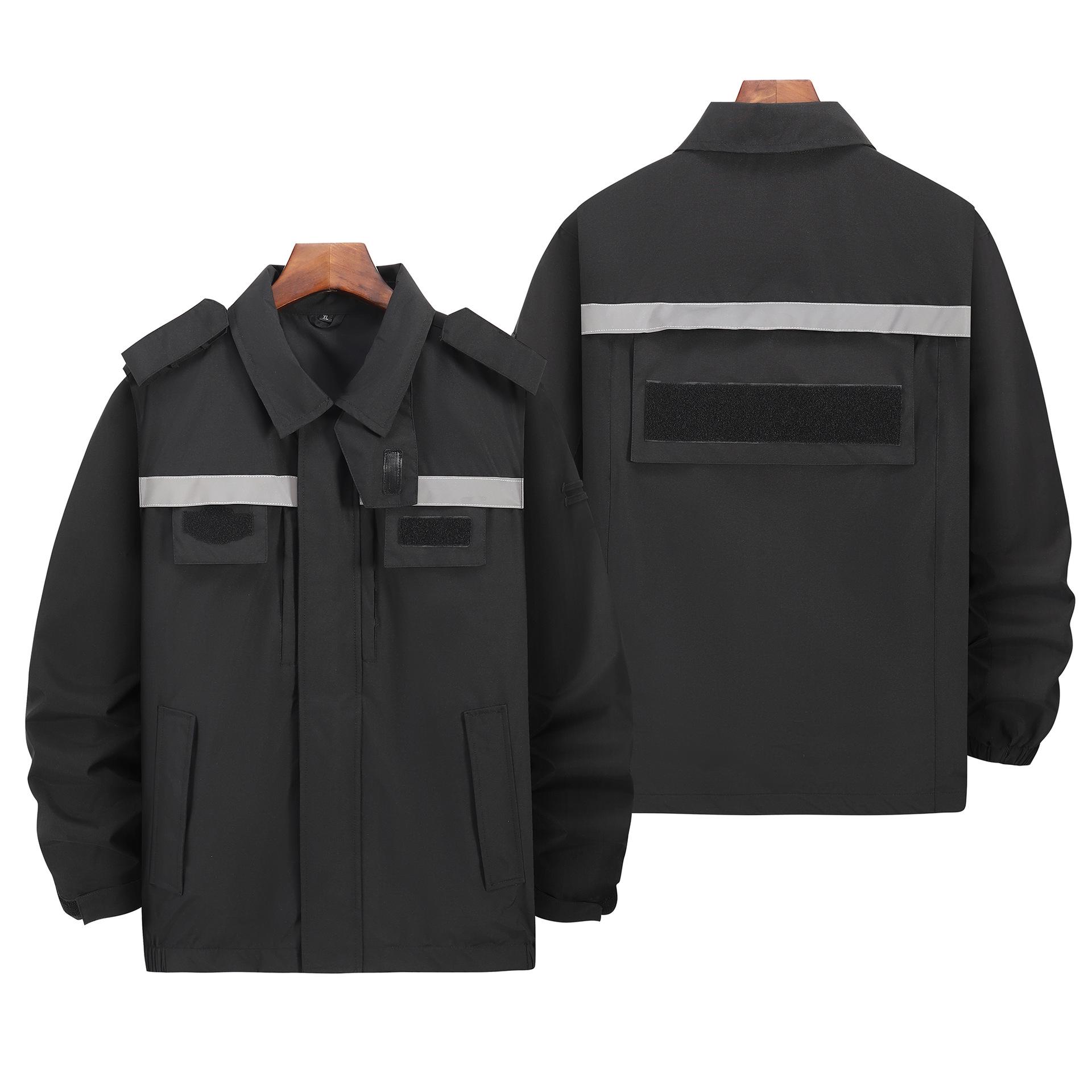 Enhanced Waterproof & Windproof Multi-Pocket Workwear with Hidden Velcro & Reflective Strips M чёрный