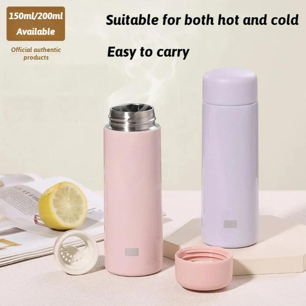 200ml Portable Thermos Cup with Tea Strainer 304 Stainless Steel Vacuum Thermal Insulation Pocket Cup Mini Water Bottle