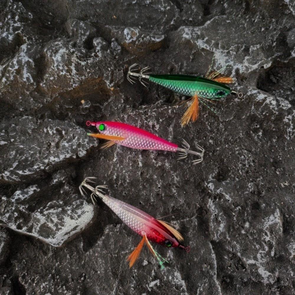 5pcs UV Tinsel Squid Jig Lure 5Pcs Per Set Saltwater Squid Lure Sharp Eging Bait  Saltwater Fishing