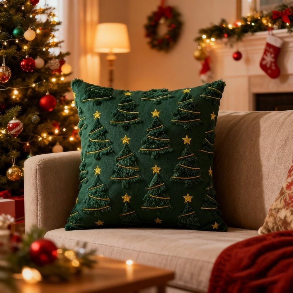Xmas Tree with Light Pillowcase Short Plush Plush Pillow Case Cushion Slipcover  Sofa Decoration