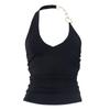 Y25TP001 Cross-Border Women's Sleeveless V-Neck Sexy Ring Halter Top for Spring/Summer