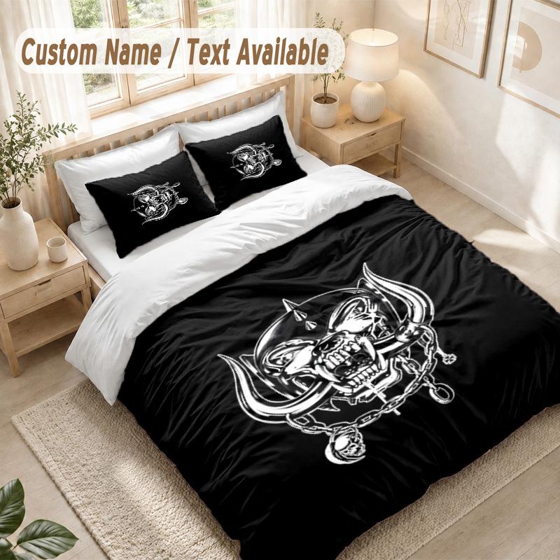 Motorhead Bedding Set, 1 Duvet Cover & 2 Pillowcases Soft Comfortable Bedroom Home Textile Decor
