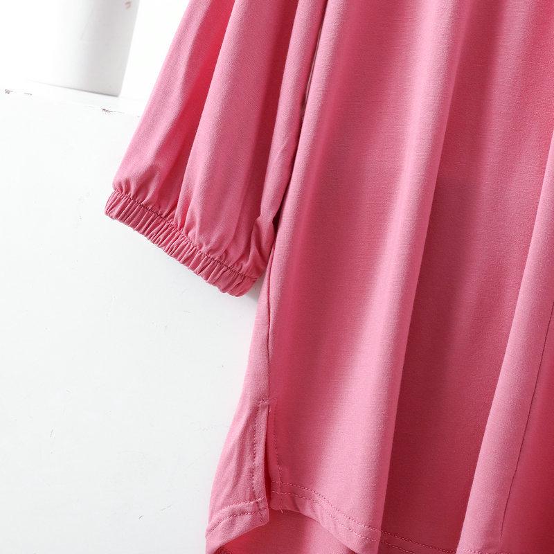 Women's V-Neck Plus Size Loose-Fit Modal T-Shirt - Nine-Sleeve Casual Summer Top