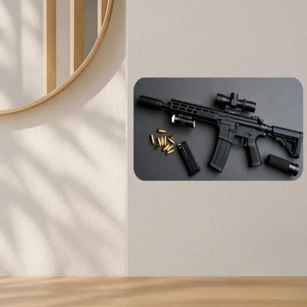 Tactical AR Rifle Metal Wall Sign for Gun Room Man Cave Garage Decor