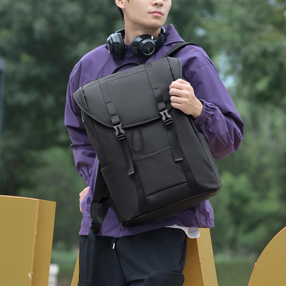 Backpack Men's Solid Color Travel Bag Large Capacity Business Bag