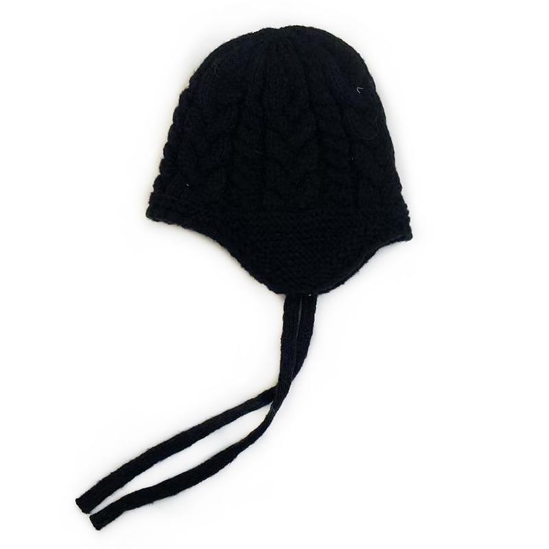 Cappello a Cuffia con Pompon in Stile Coreano 'Cat Brother' Personalizzato per Bambini e Bambine - Caldo Cappello Invernale in Lana Retrò