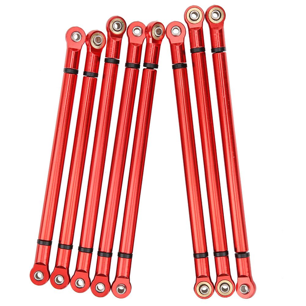 8Pcs Aluminium Alloy Link Rod for SCX10 1 10 Scale 313mm Wheelbase RC Crawler Car (Red))