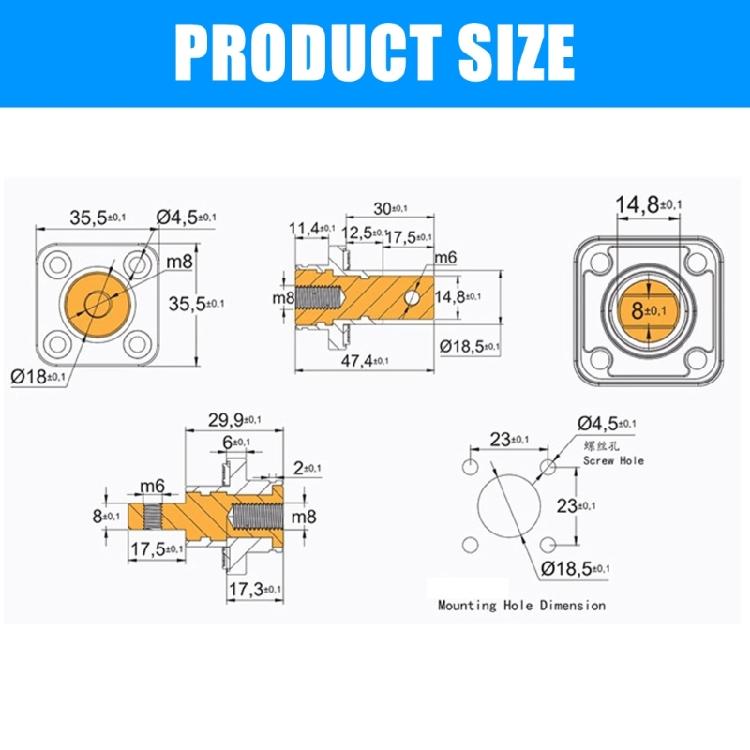 200A High Conductivity Nickel Plated Copper Terminal Battery Cable Terminal Pair for Battery & Power Storage