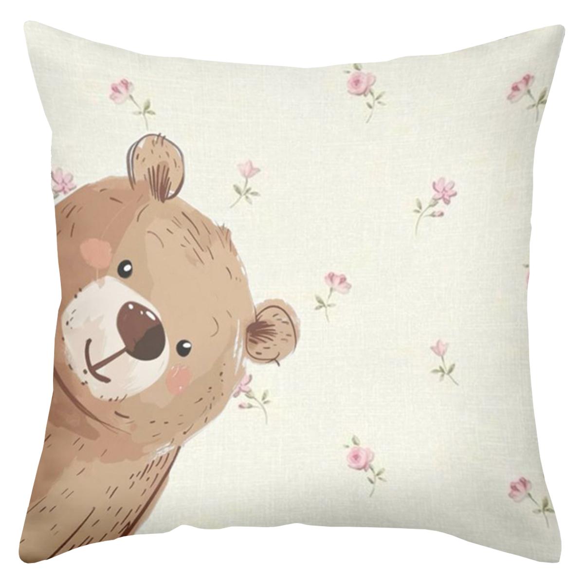 

Cute animal bear and giraffe pattern decorative pillow cover D printed sofa cushion cover childrens room home decoration 40cmx40cm