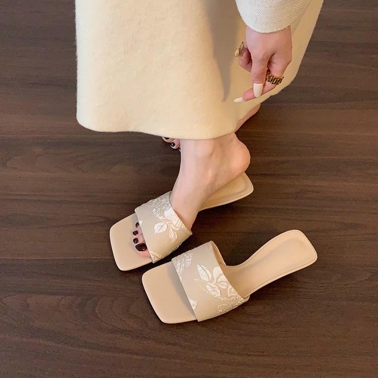 Fashion Shoes Slippers Heels Slides Square Toe Rubber Flip Flops High Hawaiian Retro Scandals Shoes Slippers Heels Square Toe Rubber Fli