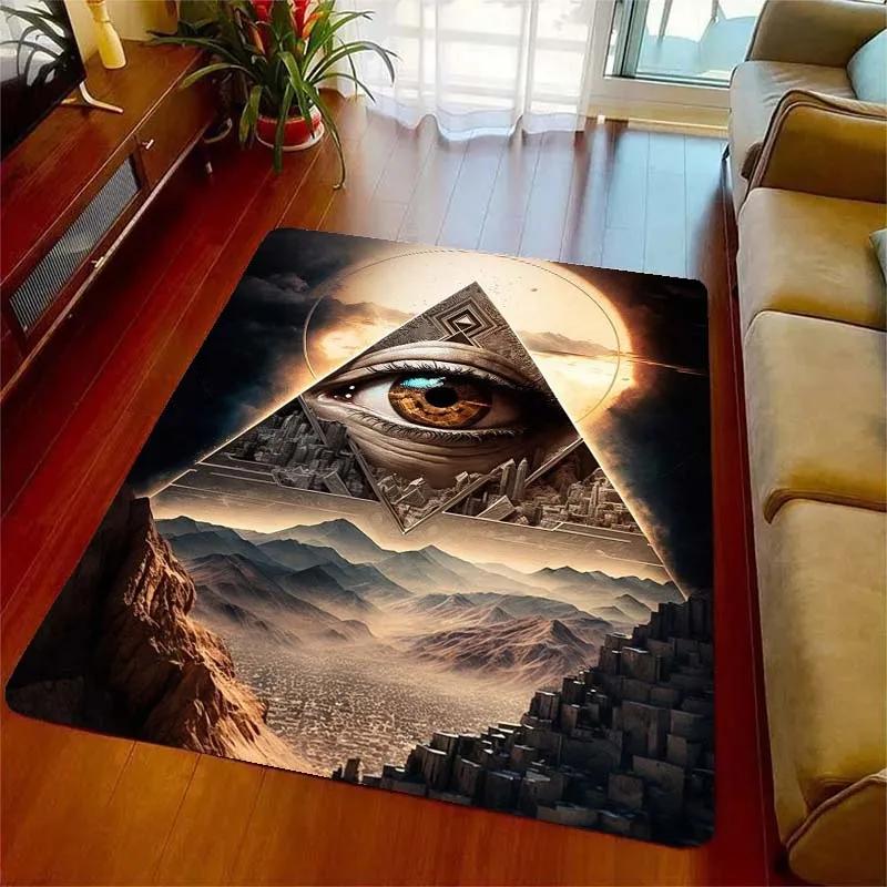 Allsehendes Auge Freimaurer Geheimnis Goldene Augen Teppiche für Wohnzimmer Schlafzimmer Dekoration Kinder Spielzimmer Matte Rutschfeste Teppiche