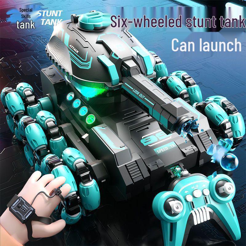 Six-Wheel Remote Control Stunt Tank: Gesture-Sensing Off-Road Water Bomb Toy for Kids