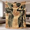1pc Vintage AfricanInspired Printed Plush Throw Blanket | Soft Flannel, All-Season Multi-Purpose Cover-Up for Sofa, Bed, Camping & Travel, Hand Wash O