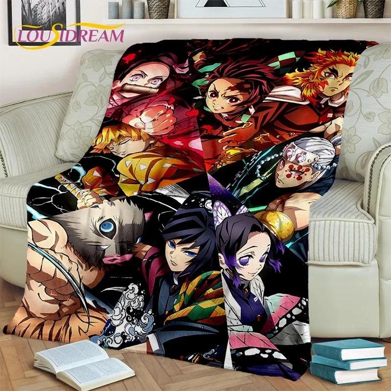 Kamado Nezuko Demon S-Slayer Japan Anime Mykt flanellteppe for senger Soverom Sofa Piknik, Kasteteppe for barn Utendørs Fritid