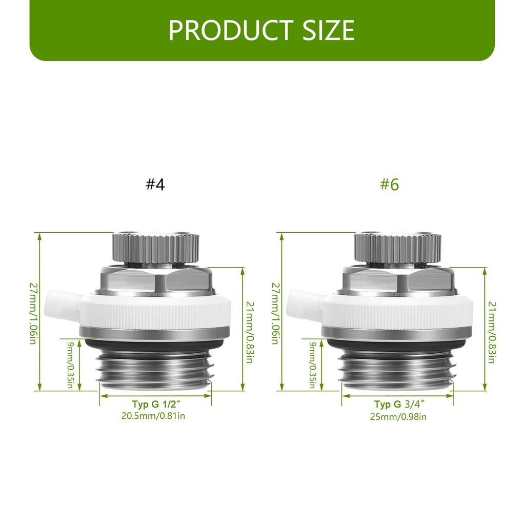3 stk Automatisk lufteventil Selvluftende radiatorventil 1/2 tomme 3/4 tomme Radiatorlufteventil Varmekjøler Tilbehør