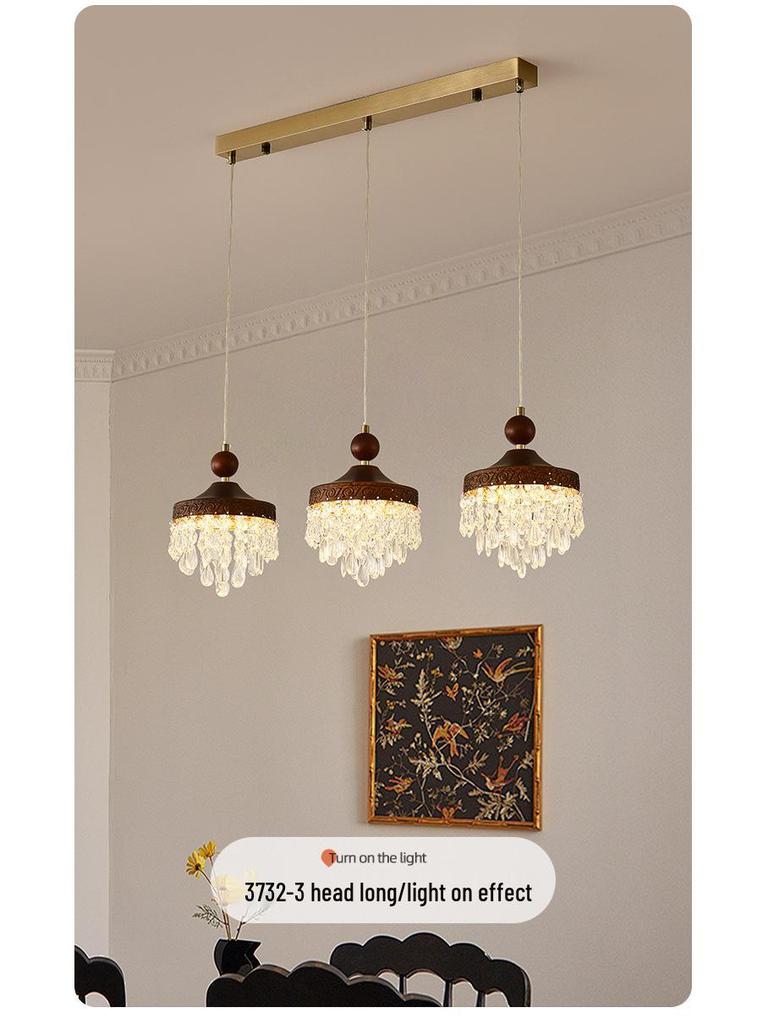 Walnut Retro Chandelier, Eye-Protective Lamp for Chinese Restaurant, Bar, Bedside, or Study.