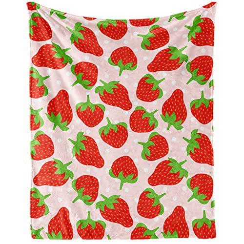 Strawberry Blanket Soft And Comfortable Flannel Plush Portable Sofa Nap Blanket