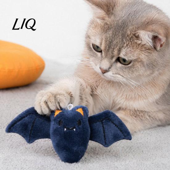 Anxiety Relief Cat Toy Halloween Theme Toy, Soft Ghost Bat Pumpkin Plush Cute Skin-friendly Stuffed Chew for Indoor Cats Boredom Pet