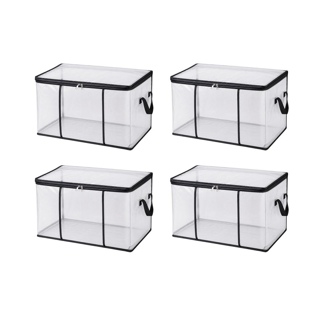Large Capacity Transparent PVC Storage Bag with Zipper Closure and Reinforced Handles for Clothes Bedding and Moving Organization