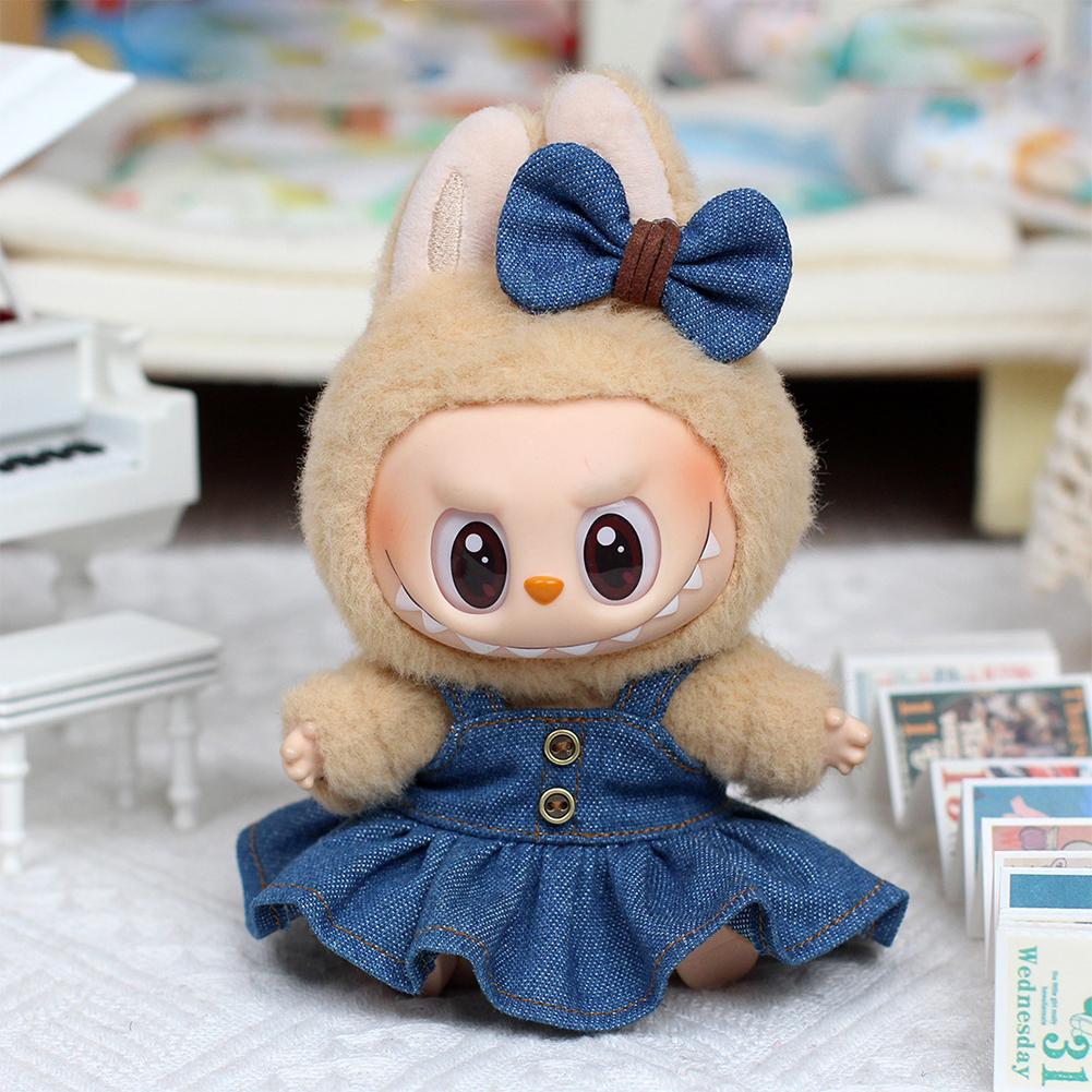 For 17cm/38cm Labubu Doll Clothes Fashion Denim Dress Doll Clothes Color Match Dress Dolls Accessories Cute Decoration Little Clothes