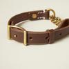 we original Leather Half Chain Collar Brown for Medium Dogs GOOD MANNERS DOG SERIES - (M) /