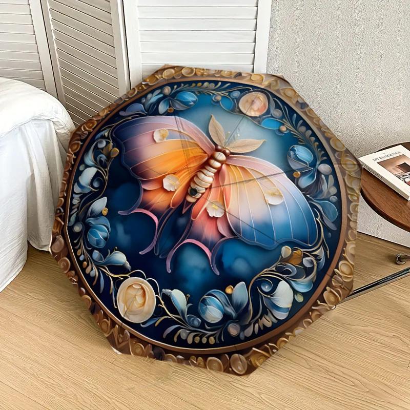 1pc Butterfly Mandala Artwork Umbrella with Plastic Handle,Suitable for All Seasons Home Travel Outdoor UmbrellaDD1310