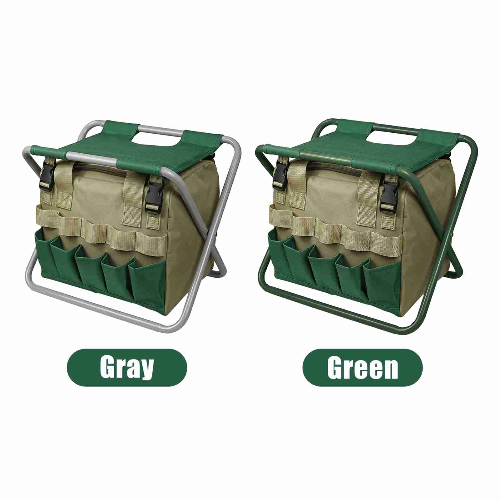 

Gardening Bag with Folding Stool Hand Tool Storage Bag Gardening Tool Kit Lawn Yard Bag Carrier