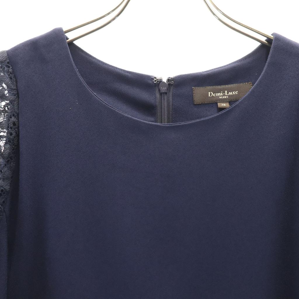 Demi-Luxe BEAMS Made In Japan Short Sleeve Flared Lace Sleeves Knee-length Dress Women Used