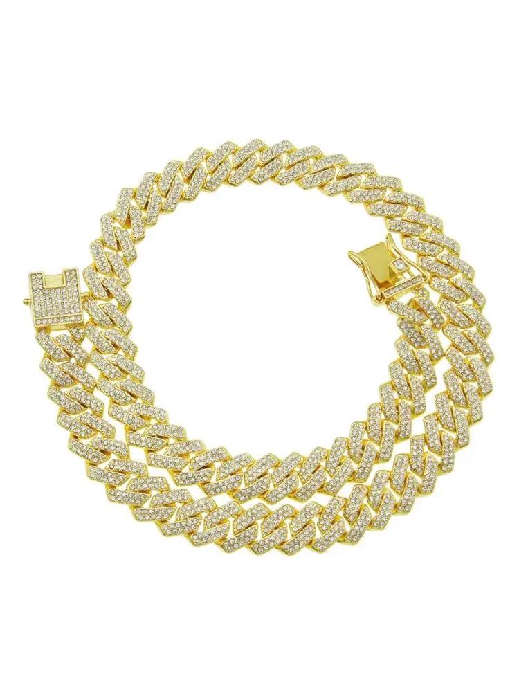 Collana a catena Cuban Link per uomo donna micro pavé in pietra CZ colore oro rosa gioielli hip hop