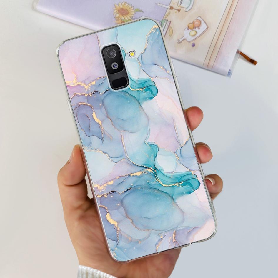 For Samsung A6 Plus 2018 Case SM-A605F New Fashion Butterfly Marble Soft Silicone Funda For Samsung Galaxy A6 A6+ SM-A600F Cover