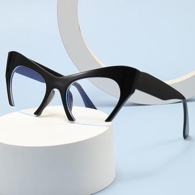Half Frame Trimmed Cat Eye Flat Mirror Anti-Blue Light Women'S Glasses Frame Trendy Glasses Frame Concave Shape
