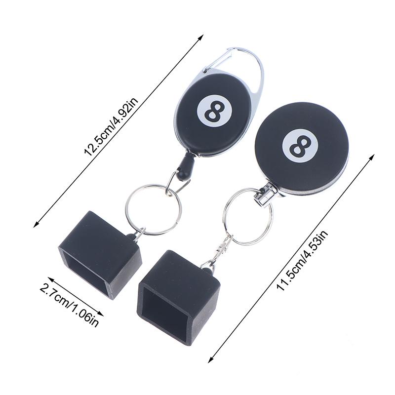 1Pc Black Billiard Telescoping Chalk Holder Snooker Pool Cue Chalk Holder Keychain Retractable Rope Chalk Holder W Mounting Clip