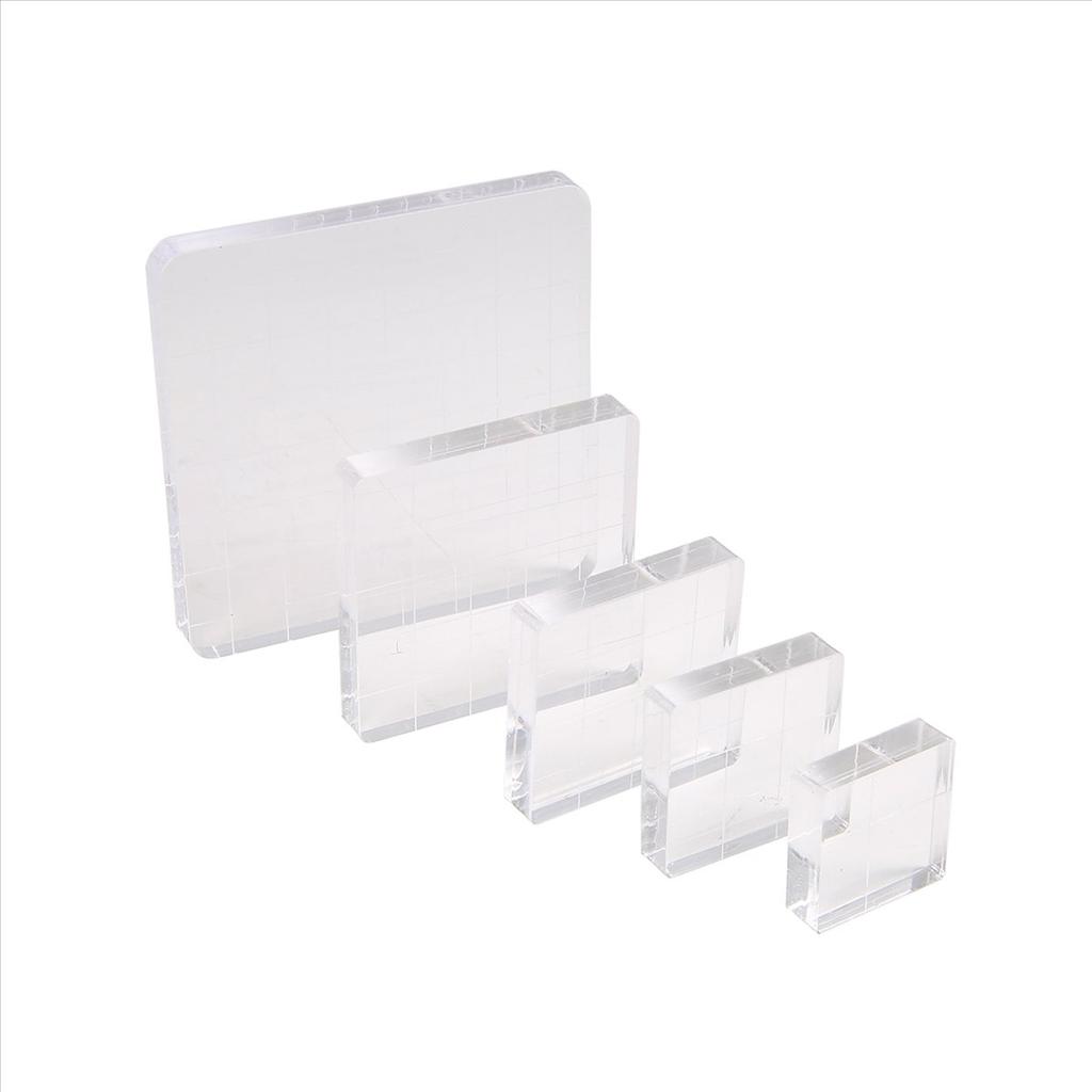 BHBL 6 Pieces Stamp Blocks Acrylic Clear Stamping Blocks Tools with Grid Lines for Scrapbooking Crafts Making