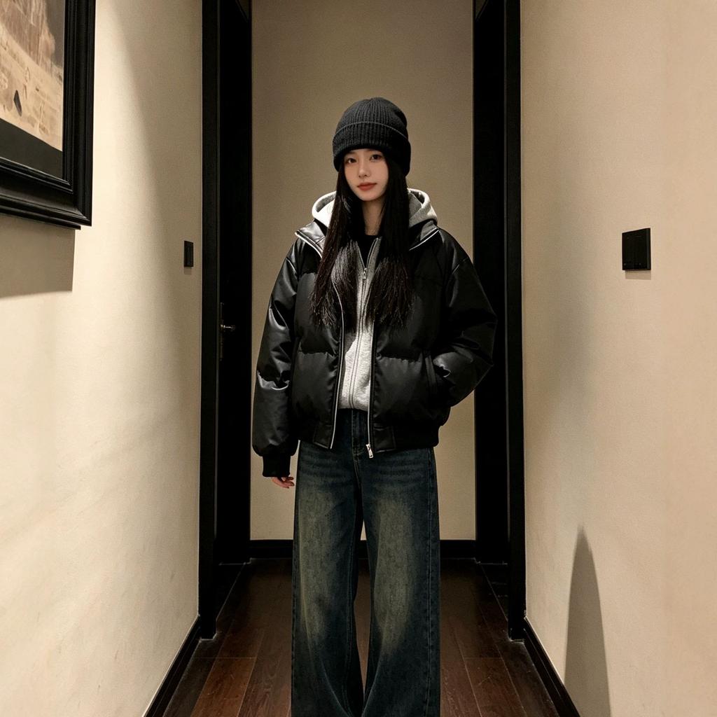 Autumn and winter temperament design sense splicing fake two pieces women's new slim and thin niche fashion sense