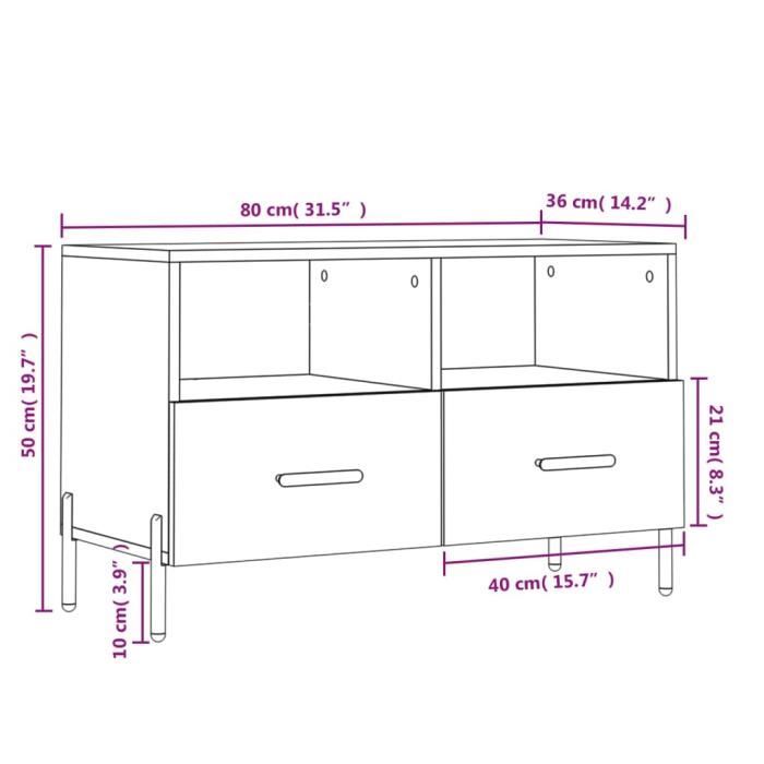 VidaXL Meuble TV Blanc brillant 80x36x50 cm Bois d'ingénierie 828982