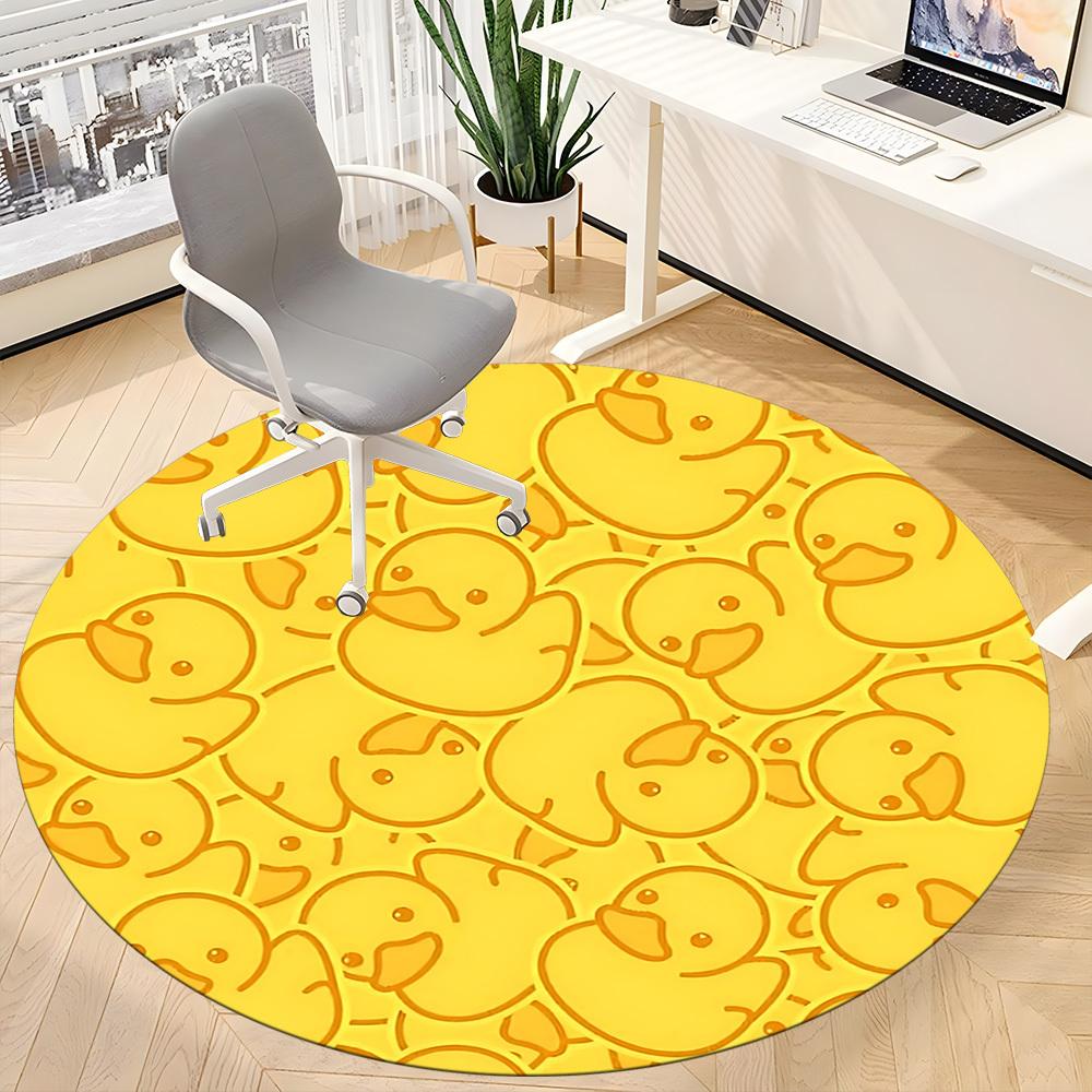 1pc Rubber Duck Pattern Chair Carpet for Office Machine Washable Rug for Office, Good Gift for Family or Friends Yy251225198