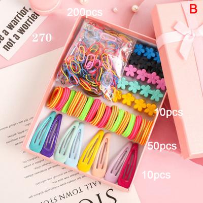 870Pc Cute Bb Elastic Hair Bands Lovely Rubber Hair Ropes Flower Hairclips Set