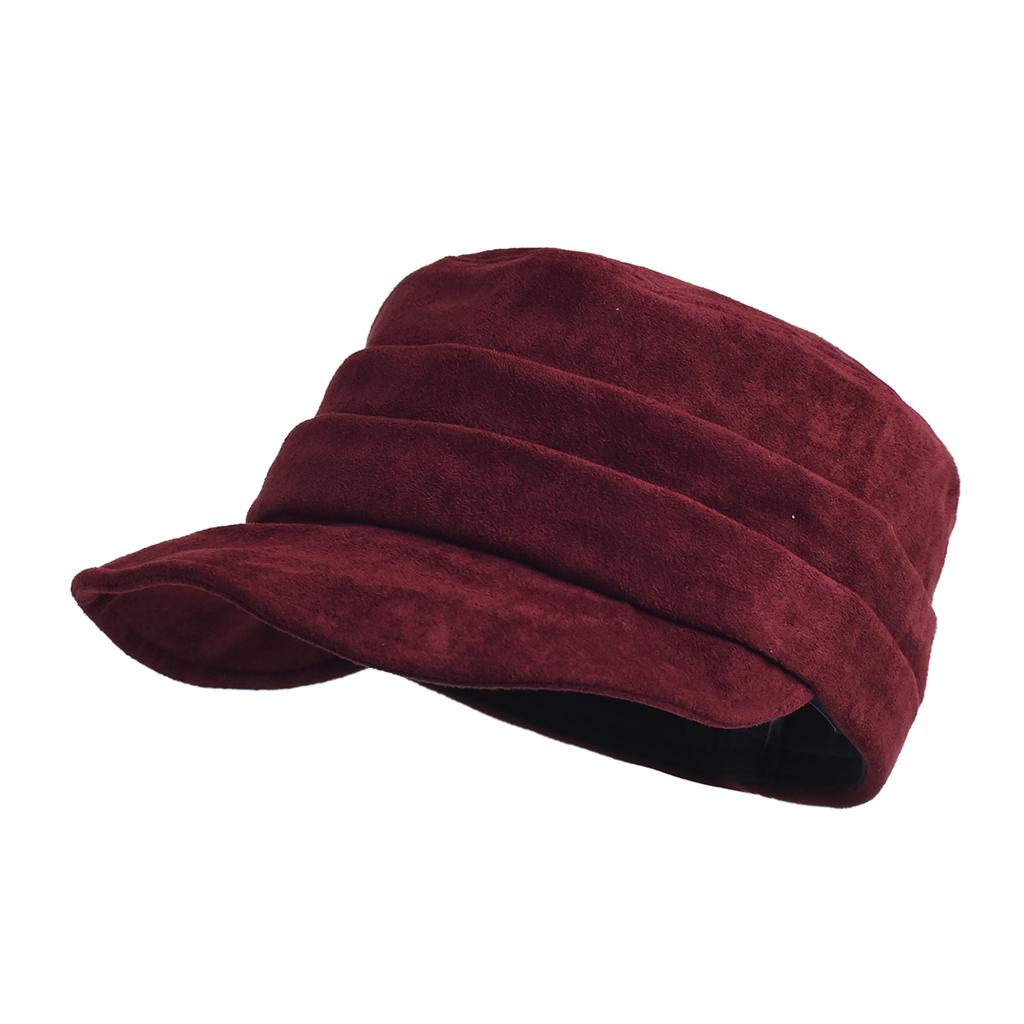 Fashion Women's Autumn And Winter Suede Newsboy Hat Solid Color octagonal Hat berets Flat Top Light Luxury Duck Tongue Cap