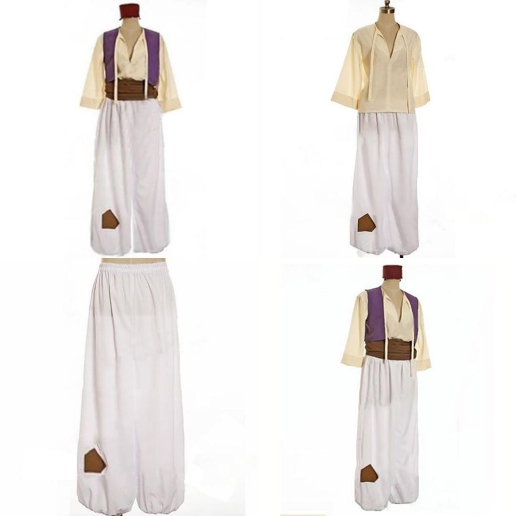 Enchanting Mens Adult Prince Aladdin Cosplay Costume Outfit With Elegant Hat
