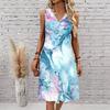 Plus Size V Neck Sleeveless Dress Sun Dappled Stream Forest Print For Afternoon Garden Leisure