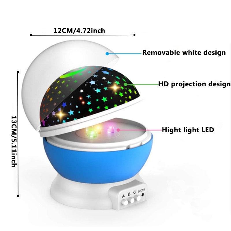 Projector Starry Sky Lamp LED Night Light 8 Star Light Modes Rotating Starry Nursery Moon Galaxy Baby Children Bedroom Gift Lamp
