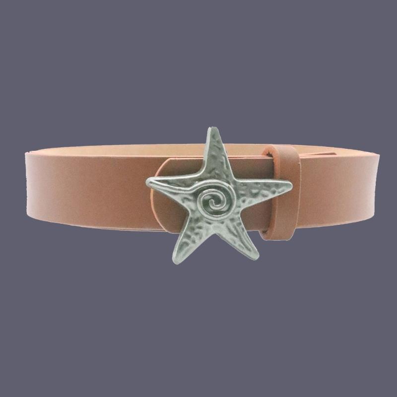 Youth Adult Belt Fashionable Star Conch Buckles Waist Belt Workwear Belt for Everyday Wear